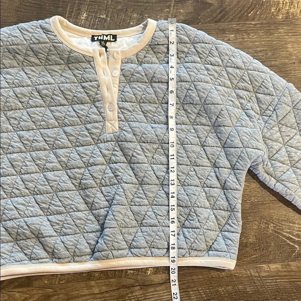 THML Light Grey Quilted Sweatshirt - Picture 7 of 9
